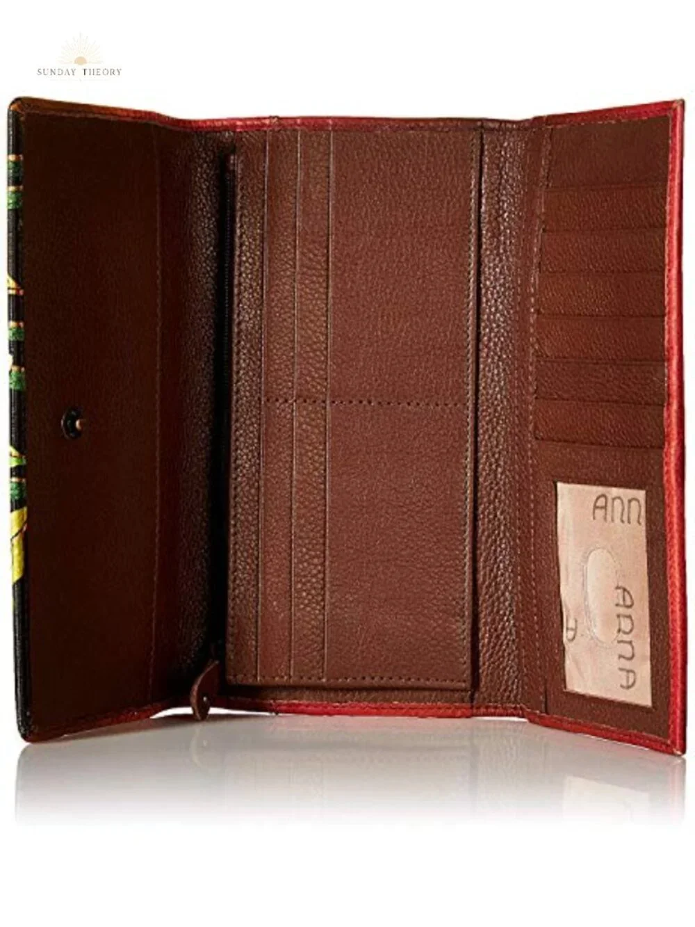 Hand Painted Genuine Leather Multi Pocket Wallet with Flap Closure